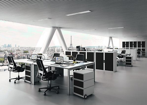 Produktbild Paperflow Rollladenschrank easyOffice®, 4 Fachböden, Höhe 2040 mm, weiss / schwarz (110 x 41.5 x 204 cm)
