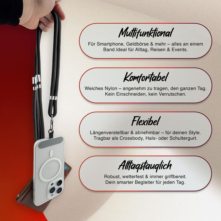 Productafbeelding Nalia HoldMe Lanyard Handykette – Universal Trageband für Smartphones - Verstellbar, Soft & Elastisch