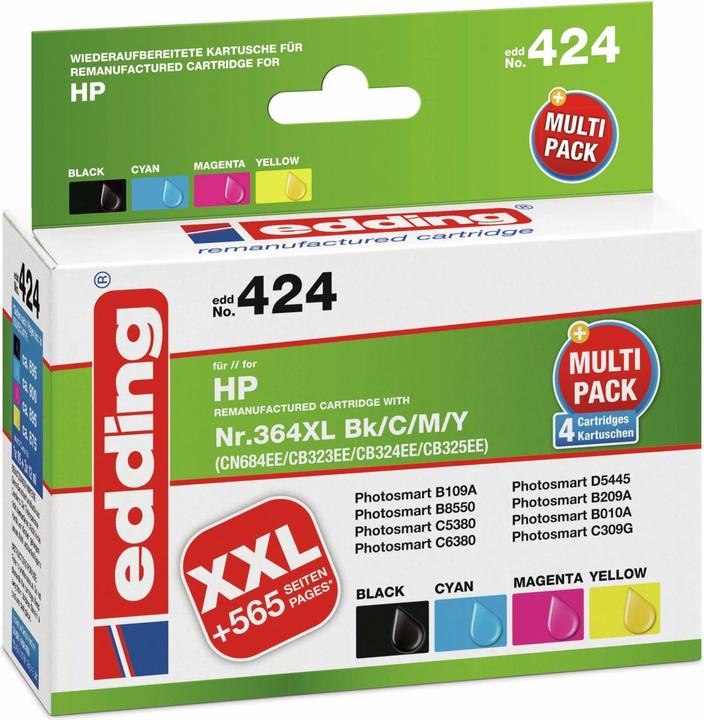 Actual product image Edding Ink replaces 364, 364XL Compatible Combi Pack Black, Cyan, Magenta, Yellow 424 (FC)