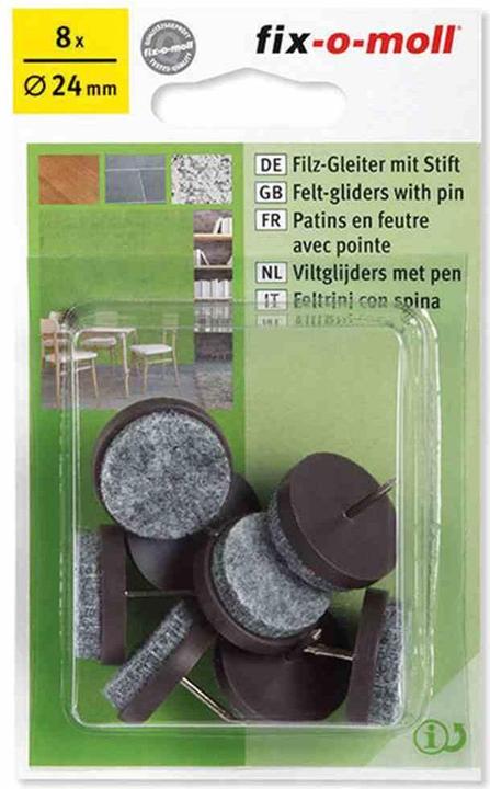 Fix-o-moll Felt glides with pin (Felt gliders, 8 Piece)