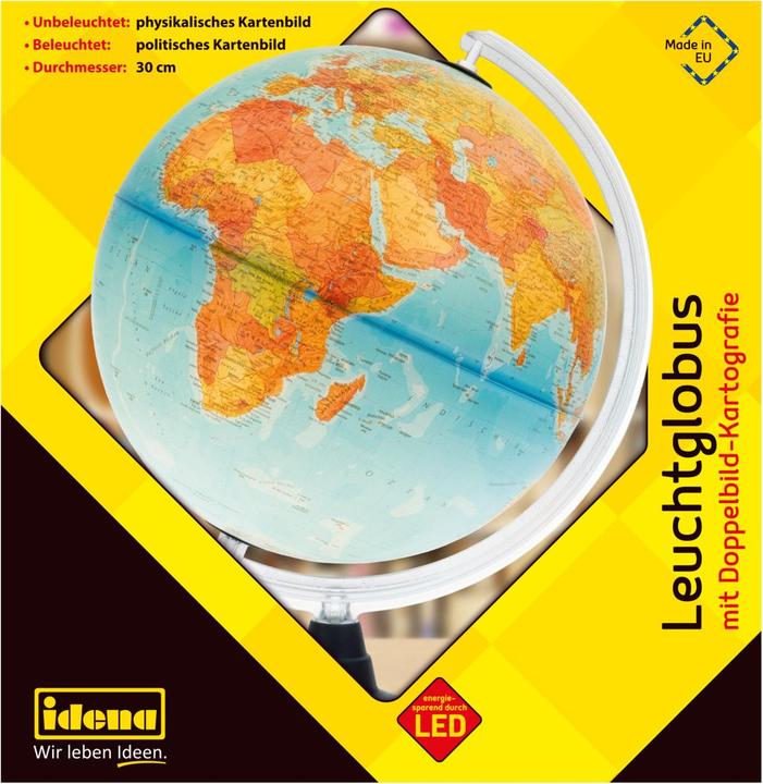 Actual product image Idena Glow globe earth w. 2 map pictures, Ø30cm (30 cm)