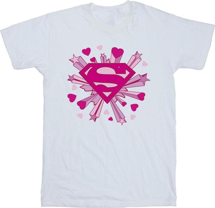 Superman Pink Hearts And Stars Logo TShirt Jungen