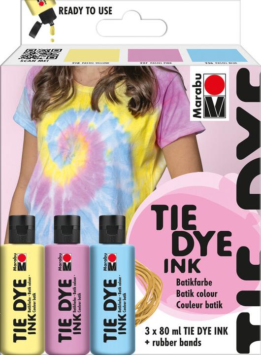Actual product image Marabu Batikfarben Tie Dye Ink (pastel pink and pastel blue, Pastel yellow, 80 ml)