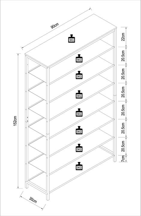 Produktbild VCM Taliro (90 x 30 x 152 cm)