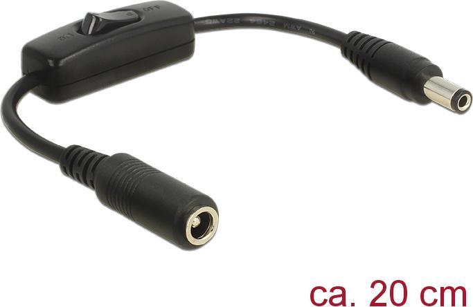 Immagine prodotto Delock Cavo di alimentazione Connettore DC 5,5 x 2,5 mm (M) a connettore DC 5,5 x 2,5 mm (W) (0.20 m)