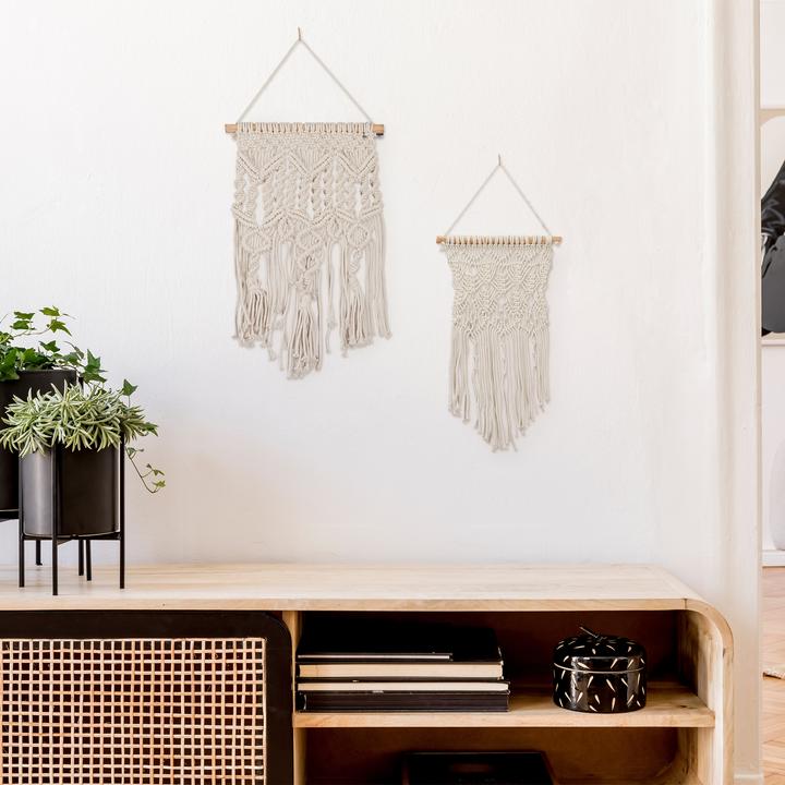 Productafbeelding Relaxdays 2-delige macramé wandhanger (30 x 1,5 x 60 cm)
