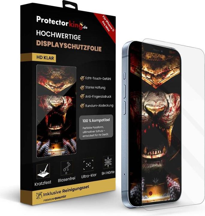 Protectorking 6x echtes Tempered 9H Panzerhartglas 3D KLAR (6 Stück, Apple iPhone 11 Pro Max)