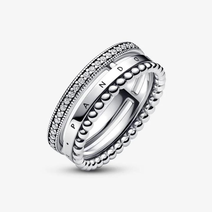 Immagine prodotto Pandora Anello Logo Signature con pavé e perline (54, 925 Argento)