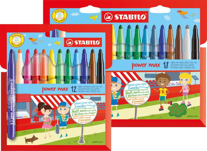 Produktbild STABILO power max Fasermaler (Mehrfarbig, 12 x)