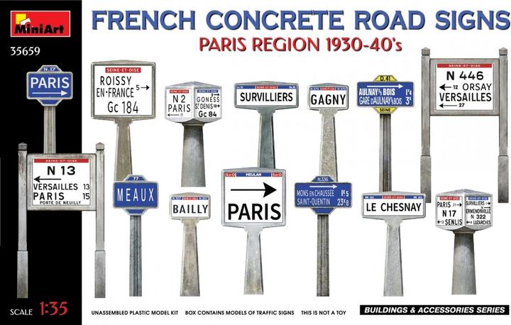 Immagine prodotto Mini art Cartelli stradali francesi in cemento degli anni 1930-40. Regione di Parigi
