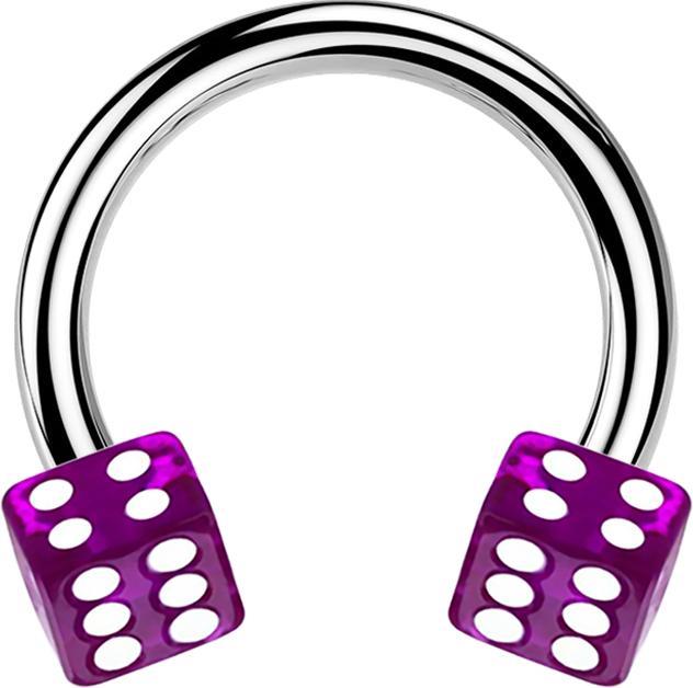Produktbild Star Piercing Micro Circular Barbell silber mit zwei Würfel violett transparent (ohne Messing, Acryl, Chirurgenstahl 316L)