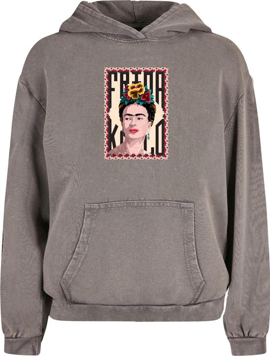 Merchcode Ladies Frida Kahlo - Frame one Acid Washed Oversize Hoody - 178005