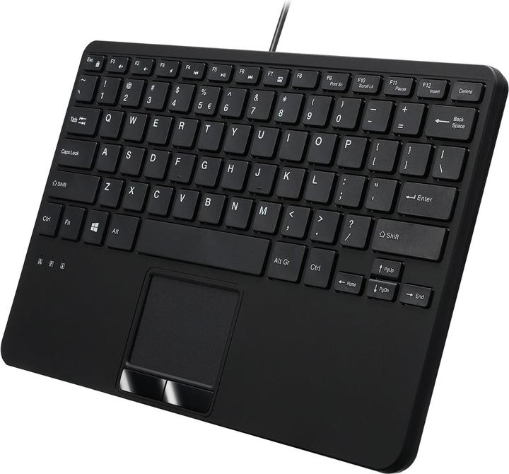 Image du produit Perixx PERIBOARD-525 FR B, mini clavier USB filaire avec touchpad, touches ciseaux, 2 ports USB intégrés (DE, Filaire)