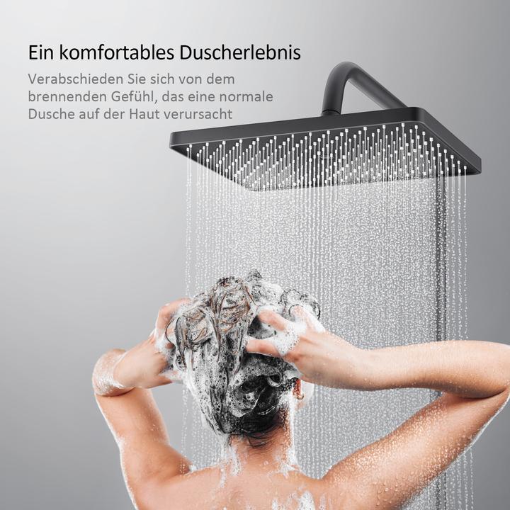 Image du produit Emke Système de Douche avec Thermostat, Ensemble de colonne de Douche, Douche de tête, Métal Noir