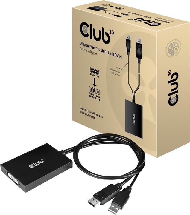 Produktbild Club 3D CAC-1010 DisplayPort to Dual Link DVI-I aktiver Adapter (USB, 6.10 cm)