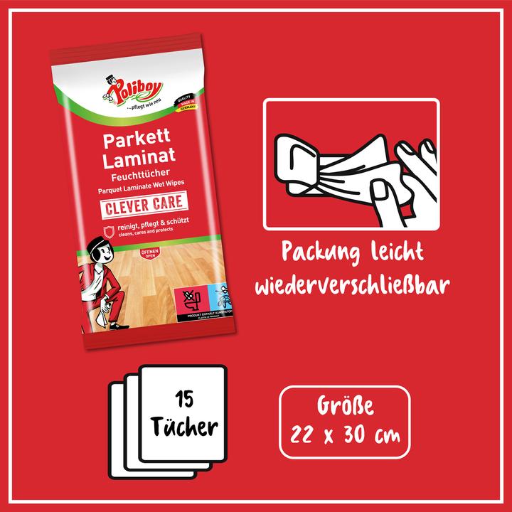 Produktbild Poliboy 2er Parkett & Laminat Feuchttücher mit Möbel Probe