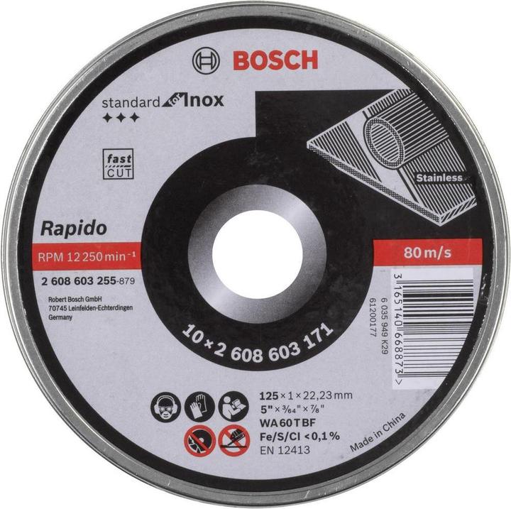 Image du produit Bosch Professional Zubehör Disque à tronçonner PRO Stainless Steel and Metal, 125 x 1 x 22,23 mm