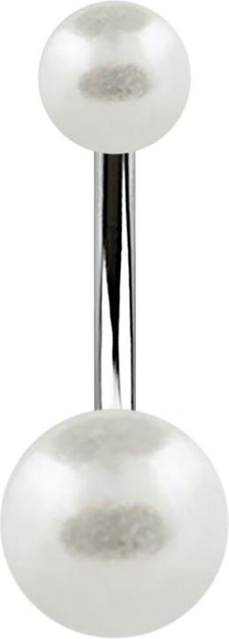 Produktbild Star Piercing Banane silber mit zwei Perlenkugeln weiss (ohne Messing, Chirurgenstahl 316L)