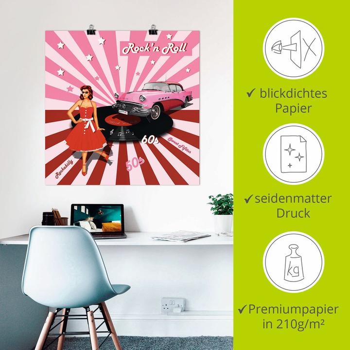 Image du produit Artland Tableau toile sur châssis Rock'n Roll les années 50 T6HI (40x40 cm)