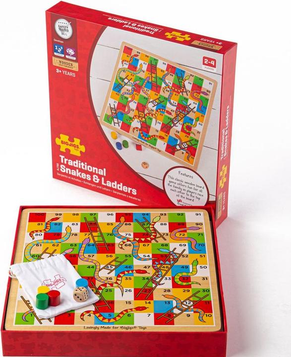 Actual product image Bigjigs Traditional Snakes and Ladders (German, French, Italian, English)
