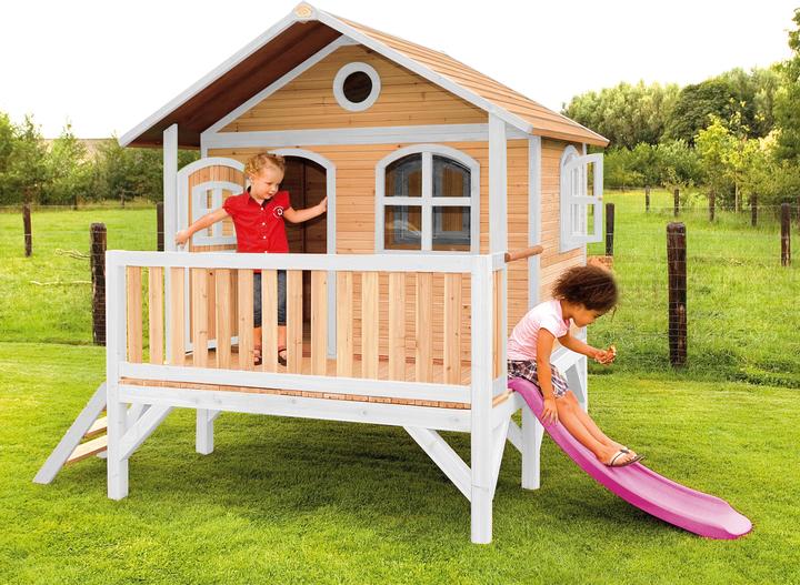 Immagine prodotto Axi Stef Playhouse marrone/bianco con scivolo viola