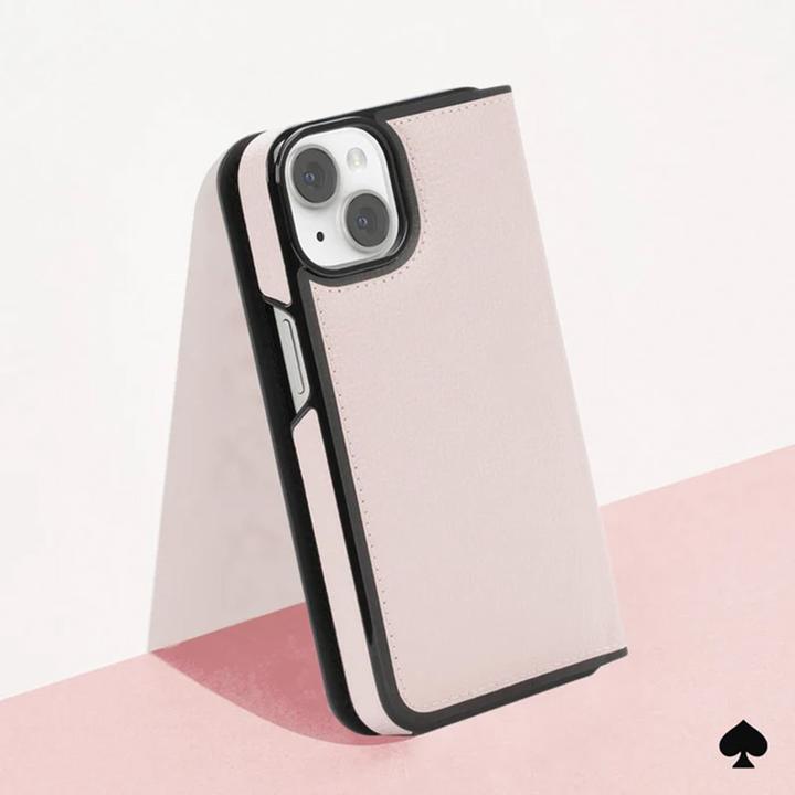 Produktbild Kate Spade Wrap Folio Case - Skórzane etui z klapką iPhone 15 (Pale Vellum) (Apple iPhone 15)