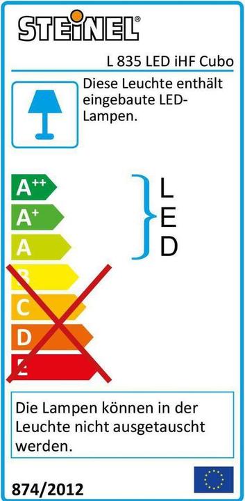 Energie-Label Steinel LED Sensorleuchte Cubo L 835 (616 lm, IP44)