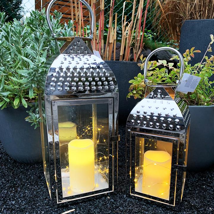 Produktbild Mojawo 2er Luxus Laternen Set Edelstahl Silber (2 x)