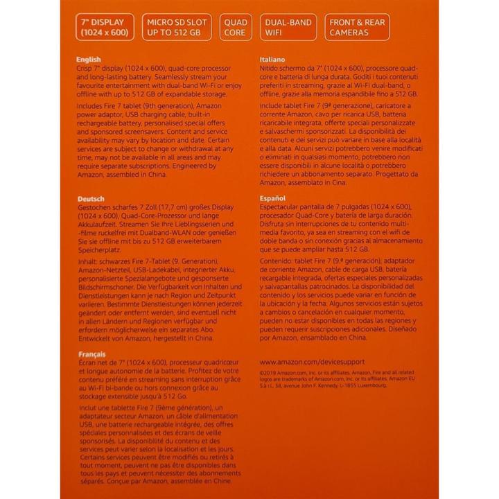 Image du produit Amazon Fire 7 (WLAN uniquement, 7", 32 Go, Noir)