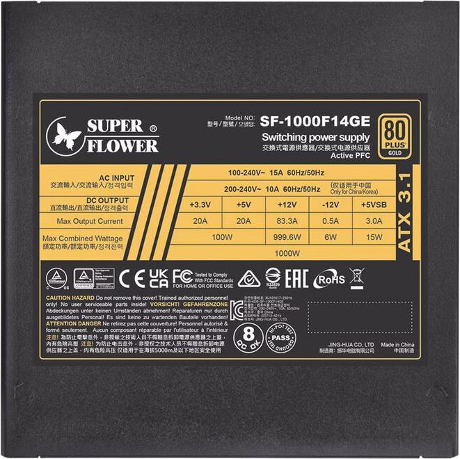 Produktbild Super Flower LEADEX III GOLD UP 1000W 80 PLUS Gold Netzteil, PCIe 5.1, ATX 3.1 - 1.000 Watt, schwarz (1 W)