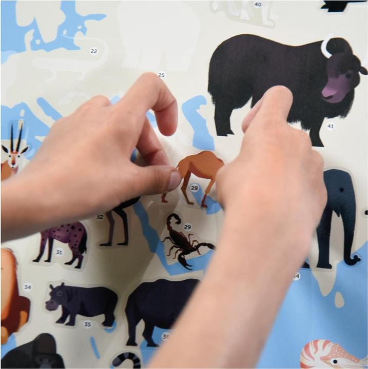 Image du produit Poppik Autocollants Poster éducatif Animaux du monde