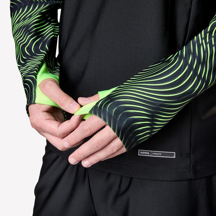 Image du produit Kipsta Sweat De Football Adulte 1/2 Zip Viralto Wave Noir, Jaune Fluo (S)