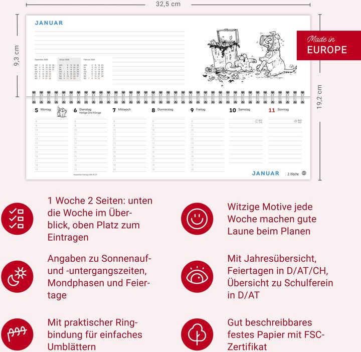 Produktbild Simons Katze Büroplaner 2026 (Harter Einband, Deutsch)