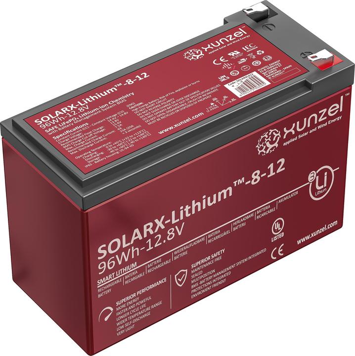 Image du produit Xunzel Batterie Lithium Solarx 12V (12 V, 8 Ah)
