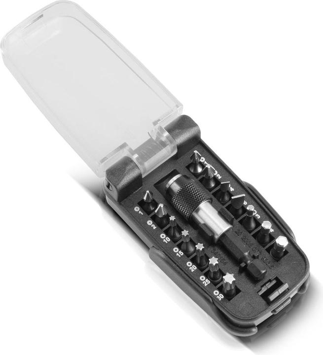 Produktbild Stahlwerk 15 Bits Chrom-Vanadium Bit Set mit Magnethalter für Akkuschrauber (1/4", 1/8, 3/4", 5/16", 10/32", 1/2", 3/8", 6/32" Schaft, 6,3 mm (1/4"), 10 mm (3/8"), 12,5 mm (1/2"), 12,5 mm (3/8"), 12,5 mm (1/2"), 10 mm (3/8"), 12,5 mm (3/8"), 11/16" (3/4"), 5/16" Schaft)