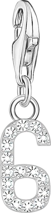 Thomas Sabo Charm-Anhänger Zahl 6 mit weissen Steinen Silber (925er Silber)