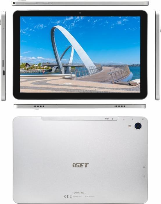 Produktbild iGet SMART W31 - 10,1" IPS/1280x800/Quad Core/3GB+64GB/WiFi/BT/6 000 mAh/Android 13/stříbrná (10.10", 64 GB, Silber)