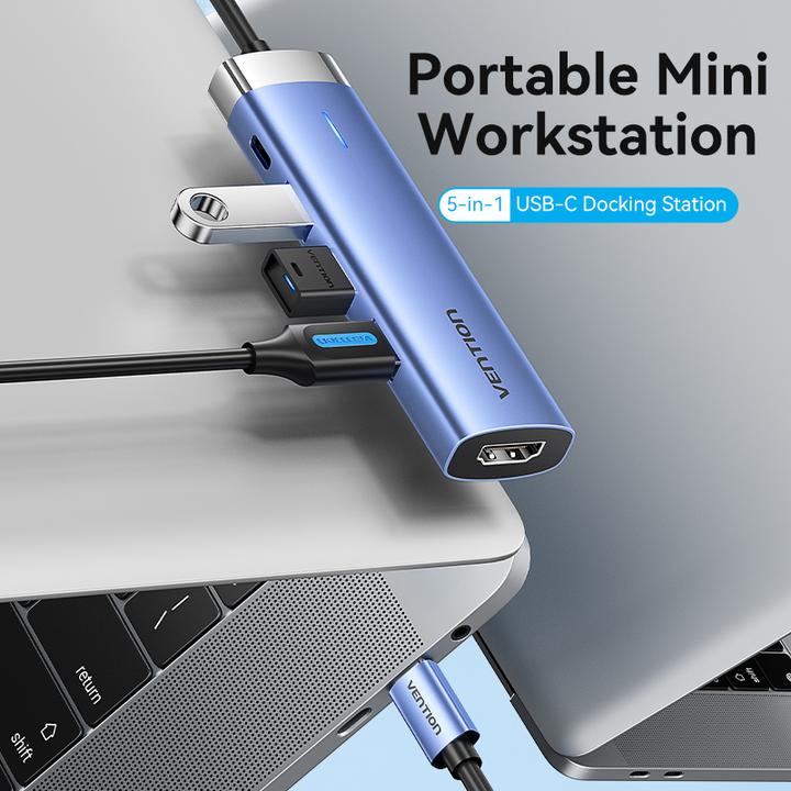Produktbild Vention USB-C to HDMI/USB 3.0 x 3/PD Docking Station 0.15M Blue Aluminum Alloy Type (USB-C)