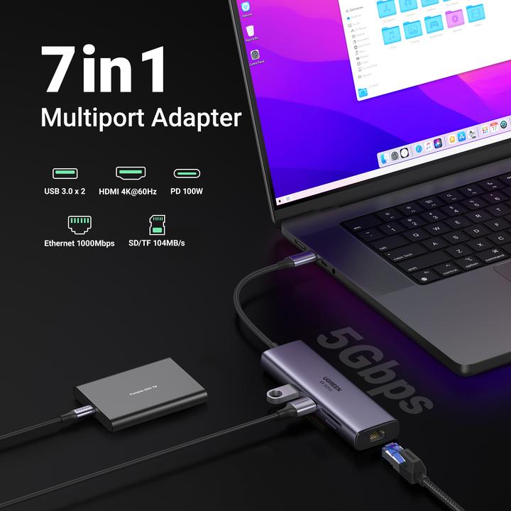 Image du produit Ugreen CM512 (USB-C, 7 Ports)