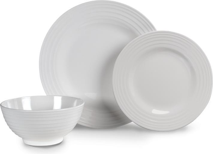Produktbild Kampa Geschirr Set 12teilig Melamin Camping Picknick Geschirr Blanco weiss Geschirrset