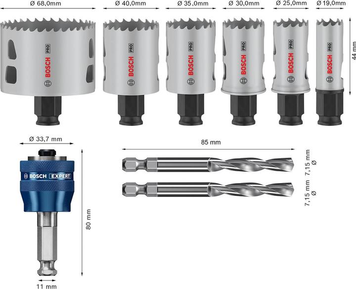 Produktbild Bosch Professional Zubehör PRO Multi Material PC Plus Lochsägen-Set, 9-tlg. (68 mm, 25 mm, 40 mm, 35 mm, 30 mm, 19 mm)