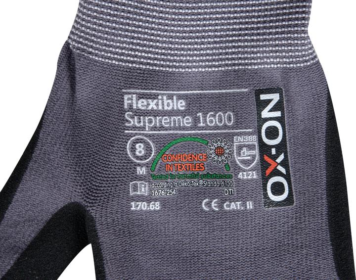 Produktbild Ox-On Arbejdshandsker Flexible Supreme 1600, sort/grå, størrelse 9 (9)