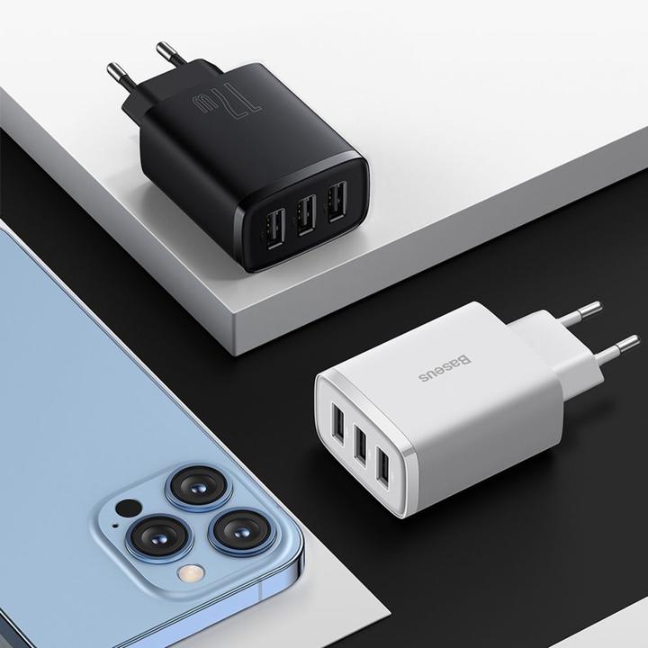 Image du produit Baseus Compact Charger 3U 17W EU Blanc (17 W)