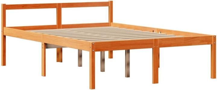 Produktbild VidaXL Massivholzbett Holzbett Bett Doppelbett mit Regal ohne Matratze 160x200cm (160 x 200 cm)