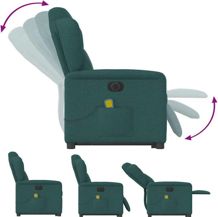 Produktbild VidaXL Elektrischer Massagesessel mit Aufstehhilfe Dunkelgrün Stoff