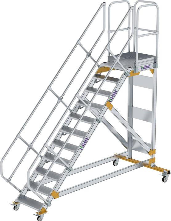 Produktbild Munk Plattformtreppe 45° fahrbar Stufenbreite 600 mm 11 Stufen Aluminium geriffelt (Plattformleiter, 60 cm)