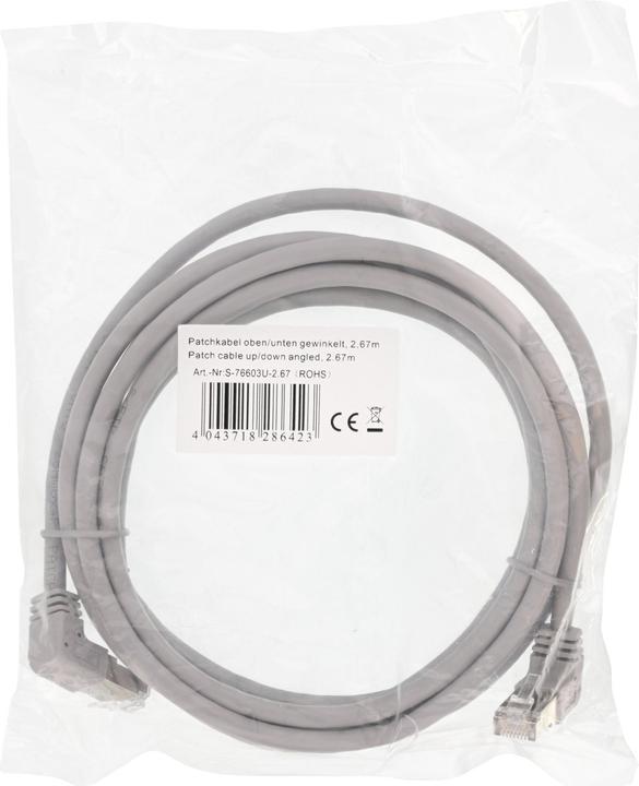 Image du produit InLine Câble patch supérieur/inférieur coudé, S/FTP (PiMf), Cat.6, PVC, gris, 0,46m (S/FTP, CAT6, 0.46 m)