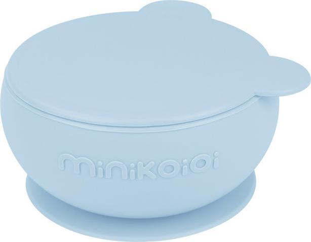 Minikoioi Silikon Schale mit Deckel, blau