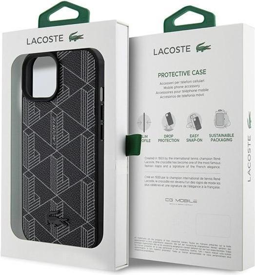 Actual product image Lacoste LCHMP15SPBSK iPhone 15 / 14 / 13 6.1" czarny/black hardcase Blend Monogram MagSafe (Apple iPhone 15)