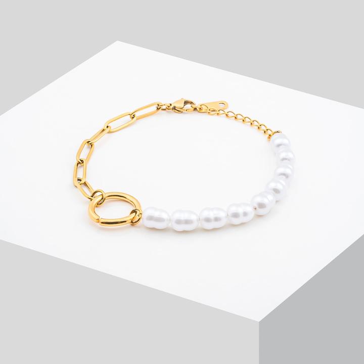 Actual product image Sensora Jewelry Pearl Link Bracelet (Stainless steel)